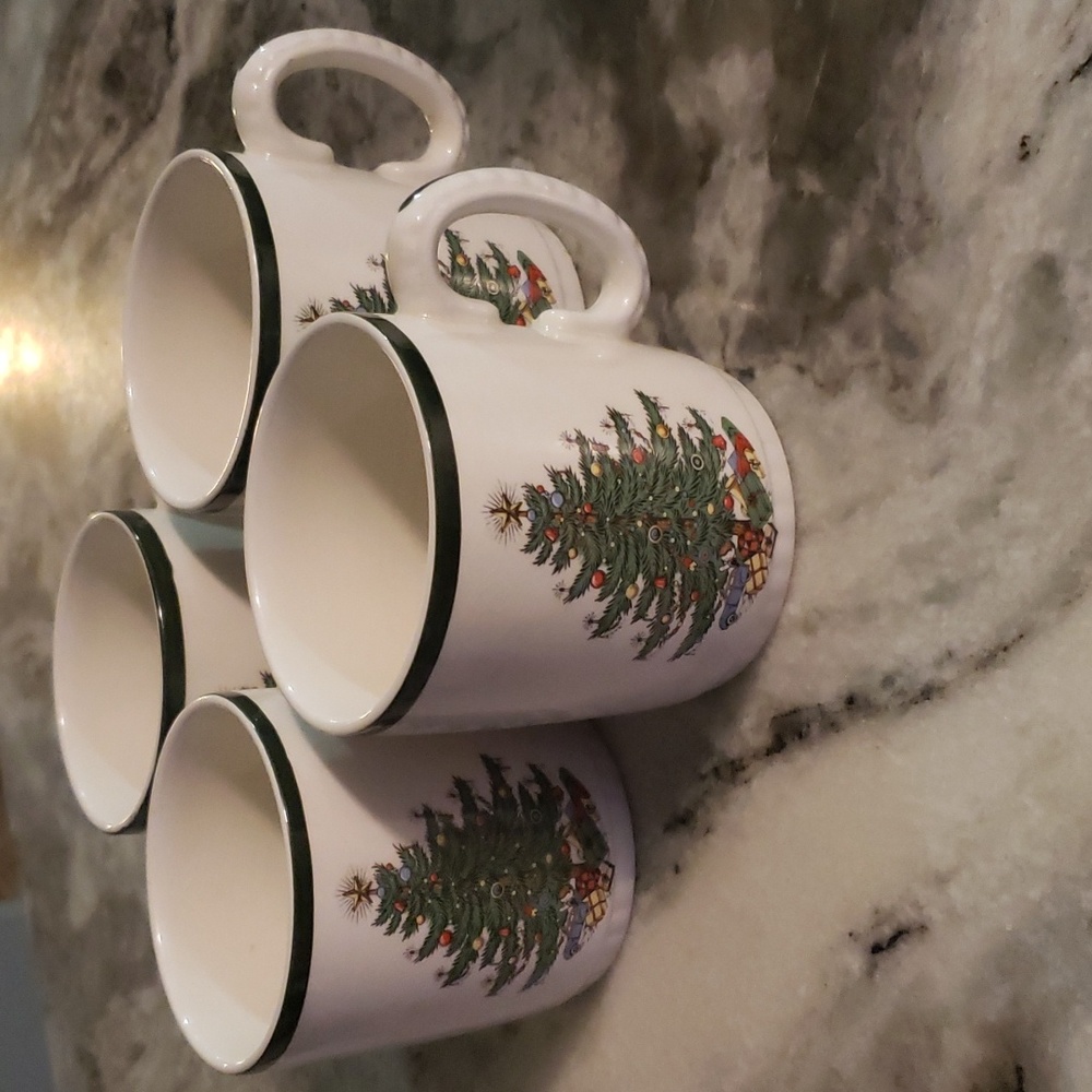 Cuthbertson Original Christmas Tree Made in England Coffee Mug Set Of 4 #2